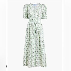 Hill house home Sabrina dress - Green Vine striped cotton perfect condition